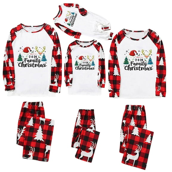 Christmas Family Matching Pajama Red Holiday Pjs Sets Cotton Sleepwear for Adults, Kids And Baby