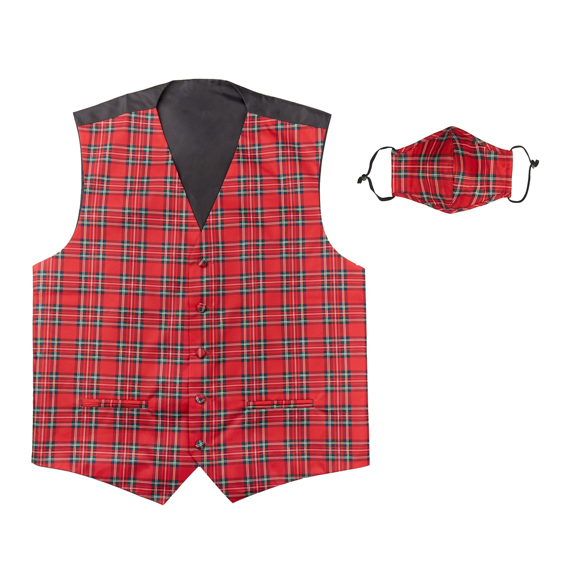 mens red plaid christmas vest