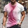 thumbnail image 2 of Lilgiuy Oversized Shirt for Men Casual T-Shirt Fun 3D Printed O-Neck Short Sleeves Tees Shirts Pullover for Fitness Exercise Pink(M-5Xl), 2 of 5