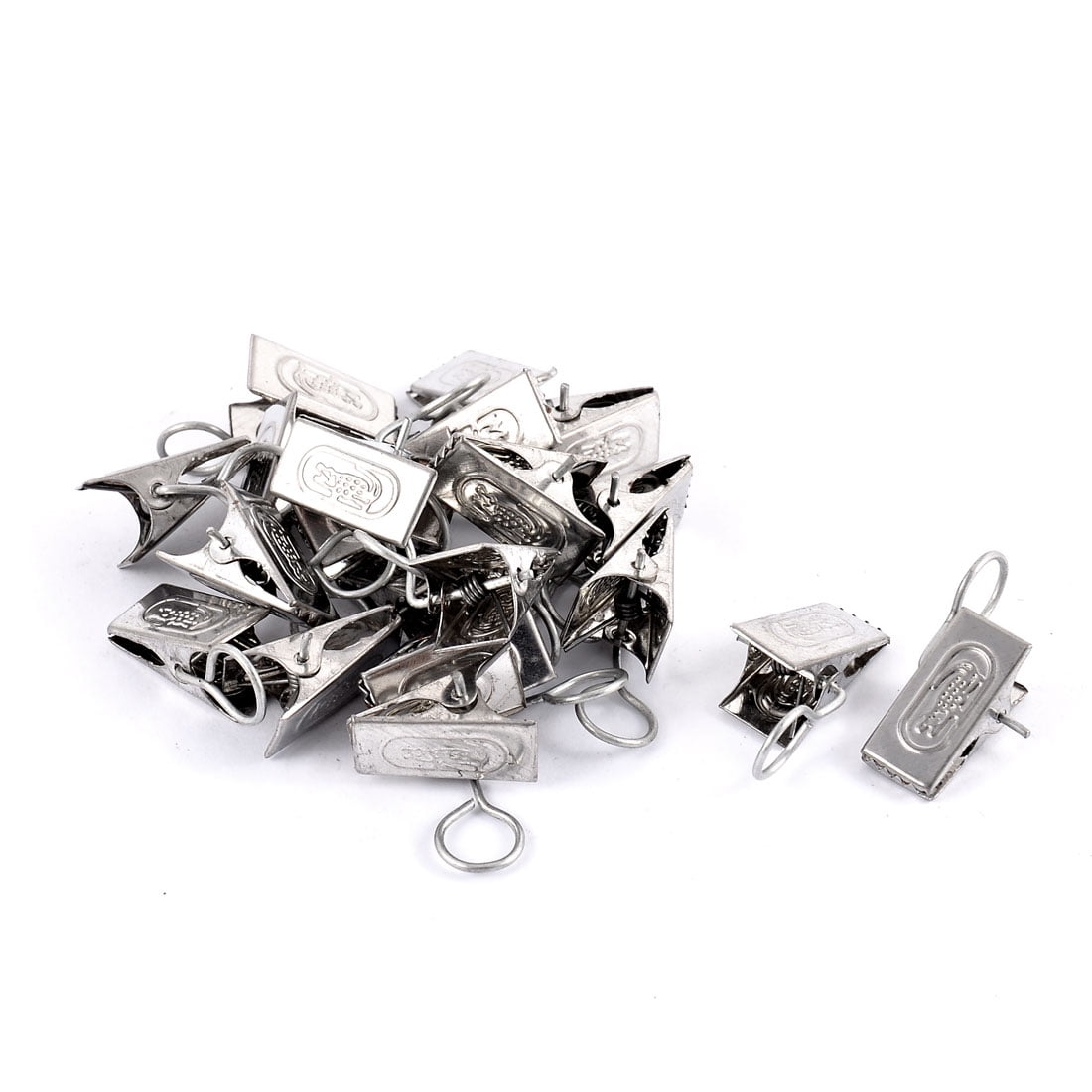 20 Pcs Household Metal Nonslip Multipurpose Curtain Clips Silver Tone