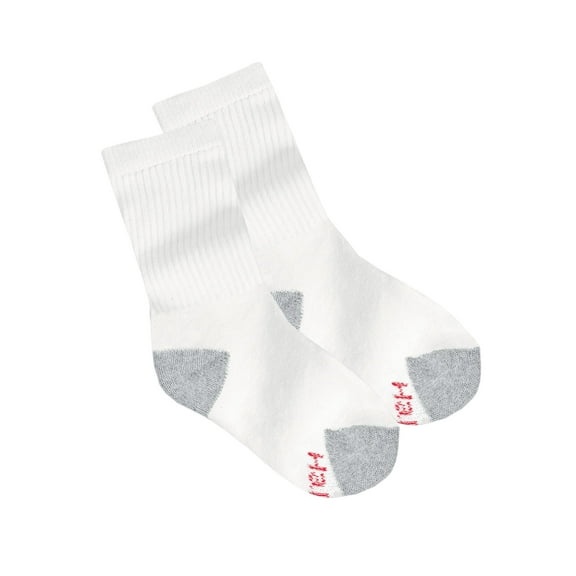 Hanes Classics Boys' Crew EZ Sort Socks 6-Pk White L