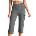 thumbnail image 4 of QTSHPN Womens Scrub Pants Sleek High Waist Cargo Style Stretchy Flex Capri with Flat Front for Summer Pants Women Grey S, 4 of 5