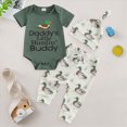 thumbnail image 2 of Xudanell Newborn Outfits Baby Boy Letter Printed Romper Mallard Duck Pants Summer Clothes with Matching Hat Dark Green 12-18 Months, 2 of 6
