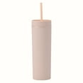 thumbnail image 3 of 16oz Slim Tumbler with Lid and Straw, Double Wall Insulated Plastic Travel Mug, Reusable Leakproof Water Bottle for Coffee & Cold Drinks, 450ml, 3 of 4
