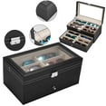 thumbnail image 6 of Veryke Leather 12 Piece Eyeglasses Storage, Sunglass Glasses Display Drawer, Lockable Case Storage Organizer - Black, 6 of 6