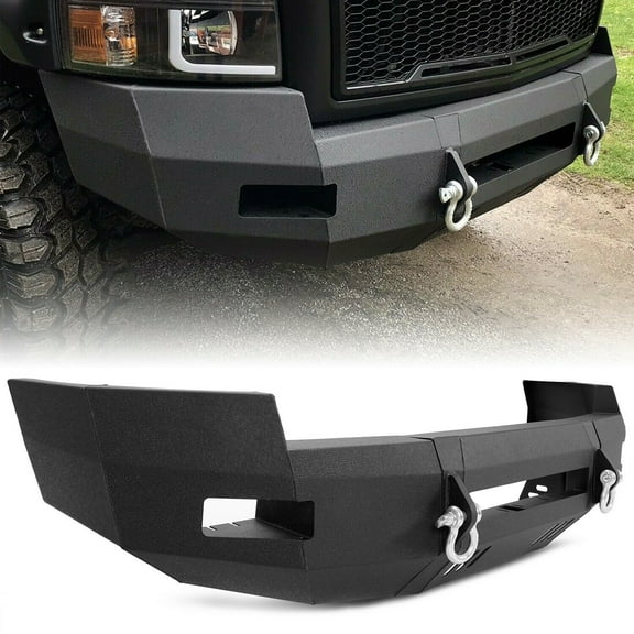 Front Bumper Off-Road 3-Piece Modular Compatible with 2007-2010 Chevrolet Silverado 2500 3500 Powder Coated Steel Textured Black