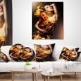 thumbnail image 4 of Designart Woman in Yellow Dress - Digital Art Portrait Throw Pillow - 12x20, 4 of 5