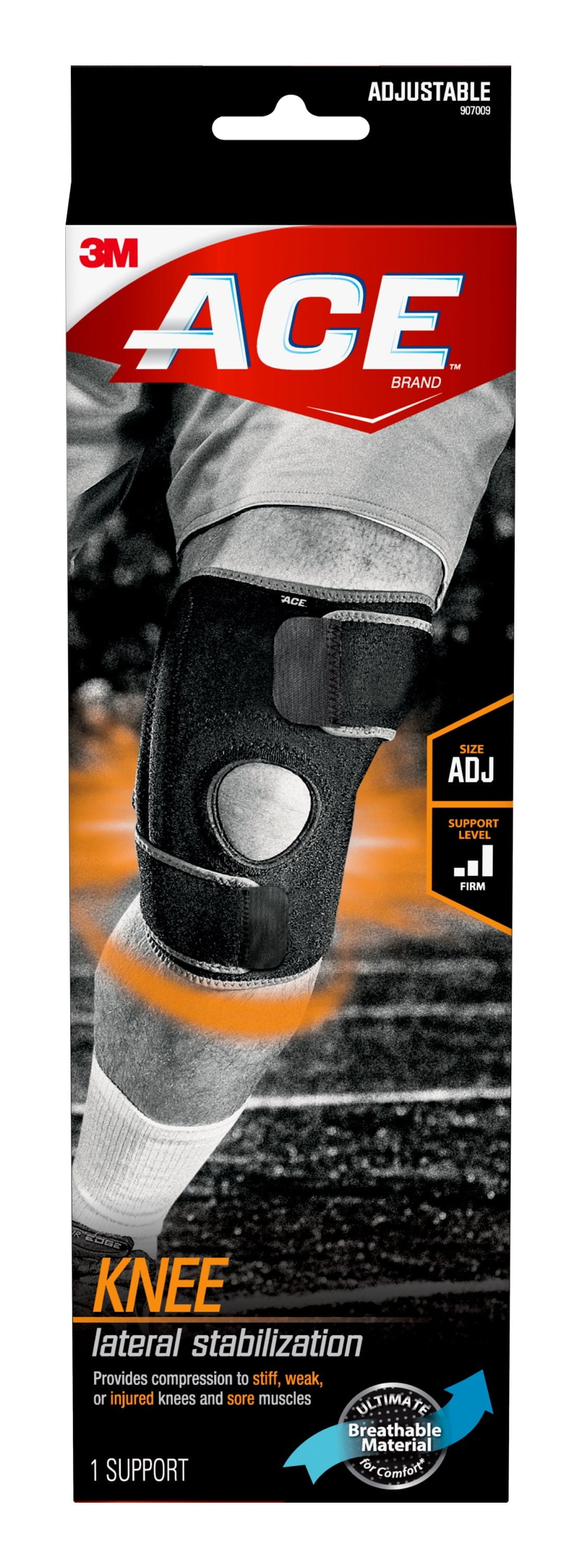 ACE Brand Knee Support with Side Stabilizers, Adjustable Compression