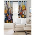 thumbnail image 2 of Retro Botanical Kitchen Curtains Modern Oil Painting Floral Farmhouse Cafe Short Curtains for Bathroom Blackout Window Curtain Grommet Small Window Treatment Drapes for Bedroom Living Room 52"x45"x2, 2 of 9