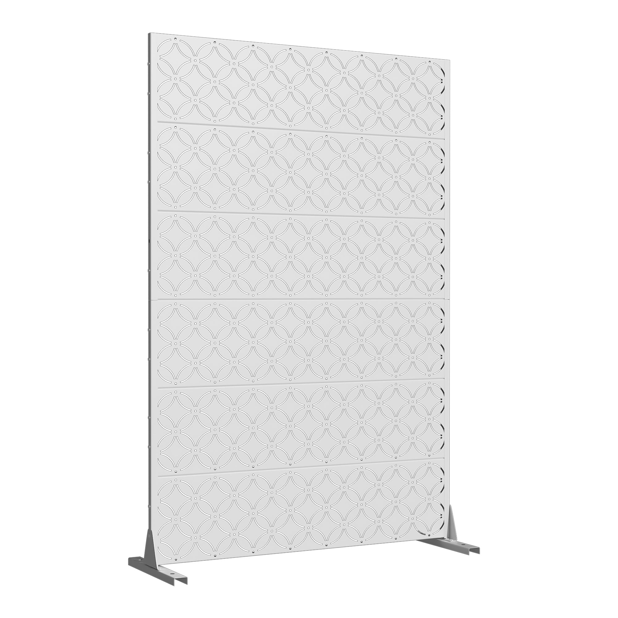 MAYEERTY 72 × 47in Outdoor Privacy Screen with Stand Metal Balcony Decorative Screen, White