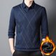 thumbnail image 5 of Suéter falso de dos piezas para hombre, camisa de papá cálida de invierno con cuello, camisa de fondo gruesa con forro polar para hombre, 5 of 6