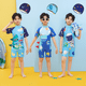 thumbnail image 3 of Traje de baño de una pieza con dibujos animados para niños, pantalones cortos de manga corta para niños, traje de baño conservador para bebés, 3 of 5
