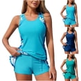 thumbnail image 2 of Qingpeng Tankini Swimsuits for Women Modest Tummy Control Bathing Suits with Skirt and Built-in Shorts, 2 of 6