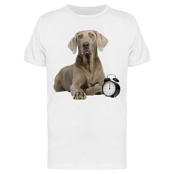 Weimaraner And Alarm Clock T-Shirt Men -Image by Shutterstock, Male Small