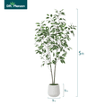 thumbnail image 4 of 5FT Artificial White-Edged Ficus Elastica in Oval White Pot, Perfect for Home or Office Decor, Easy Disassembly and Assembly, 4 of 6