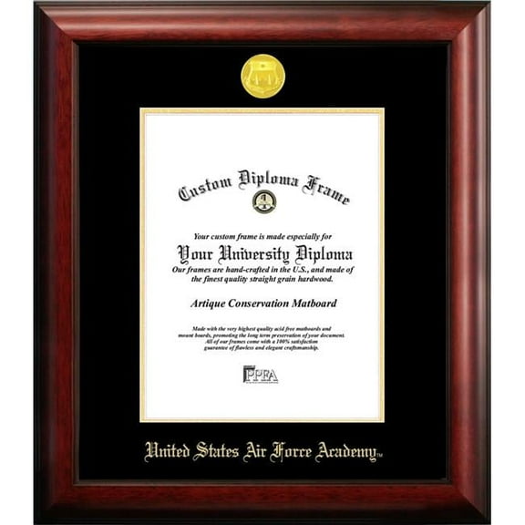 Campus Images CO994GED-1014 14 x 10 in. United States Air Force Academy Gold Embossed Diploma Satin Mahogany Frame