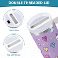 thumbnail image 5 of 30 oz Tumbler With Handle Stainless Steel Insulated Tumbler With Lid for Car Cup Holder Cat Face and Rainbows Pattern, 5 of 9