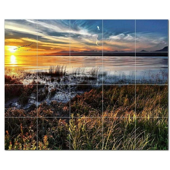 Sunset Picture Ceramic Tile Mural Kitchen Backsplash Bathroom Shower, 405969-L54