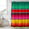 thumbnail image 4 of Mexican Style Bathroom Shower Curtains with 12 Hooks Waterproof Shower Curtain for Stalls and Bathtubs Colorful Mexico Stripes Green Red Pink Decorative Bathroom Privacy Curtain 60x72 Inches, 4 of 9