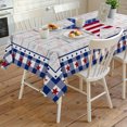 thumbnail image 4 of 4th of July Rectangle Tablecloth, American Flag Star on Wood Blue Checkered Waterproof & StainResistant Tablecloth, Washable Oil-proof Table Cover for Dining/Party/Wedding/Camping/Buffet 60x120 In, 4 of 9