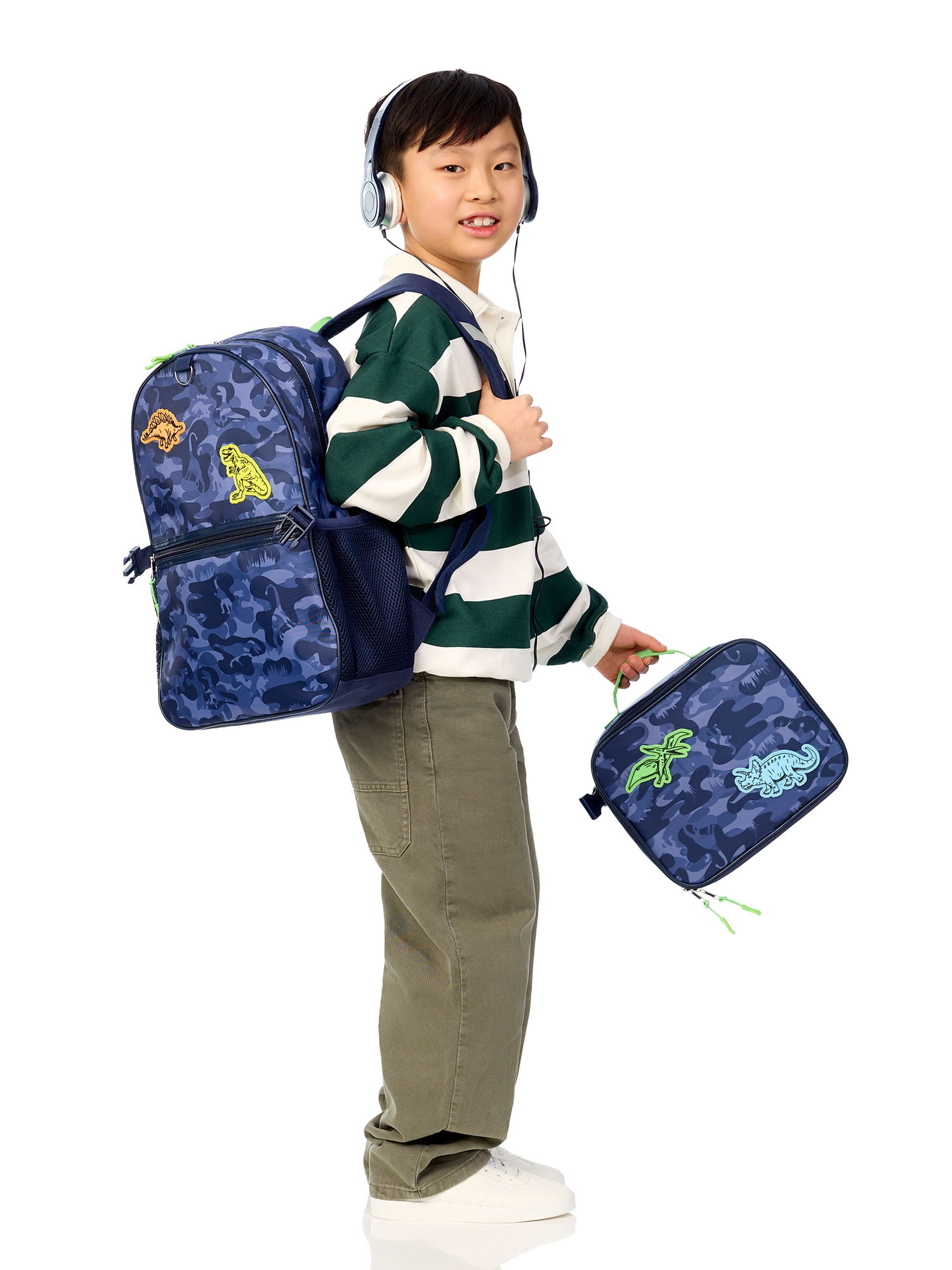 Schoolyard Vibes 17" 3 Piece Backpack Set with Headphones and Kids Lunch Box
