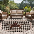 thumbnail image 5 of Farm Plaid Large Area Rugs for Bedroom Living Room, Soft Non Slip Carpet Bedside Rug, West Texas Star Rustic Farmhouse Black Brown Round Floor Cover Kitchen Accent Rug 7' for Dining Room/Office, 5 of 9