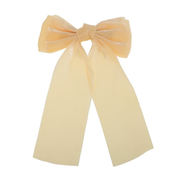 Unique Bargains 1 Pc Fashionable Bow Ribbon Duckbill Hair Clips for Home Champagne