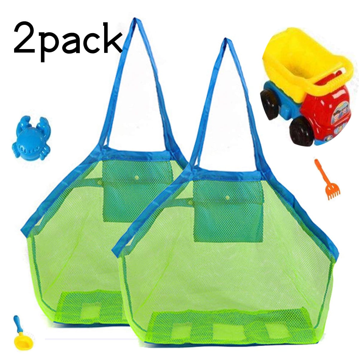 Mesh Beach Toy Bag Seashell Bag Sand Large Foldable Durable Tote Classic Swim and Pool Kids Childrens Toys Balls Drawstring Market Grocery Storage Picnic Packs Backpack Gym Travel Daily 