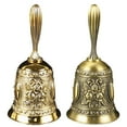 thumbnail image 5 of Solid Brass Hand Bell - Loud Service, Dinner, Wedding, Pet Training, Meditation Bell with Floral Pattern, 5 of 8