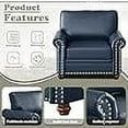 thumbnail image 5 of 3-Seat Sofa with Storage Boxes, Faux Leather Mid Century Modern Couches, Comfy Chairs with Nails Decoration and Wood Legs for Living Room, Navy Blue, 5 of 9