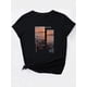 thumbnail image 2 of Camiseta De Mujer De Verano Ligera Básica Para Mochilero, Camping, Caminar[Vintage Sunset Print Fashion Tee] Vintage Seaside Sunset Print Women's Casual Fashion Tee - Round Neck, Short Sleeve, Breat, 2 of 8