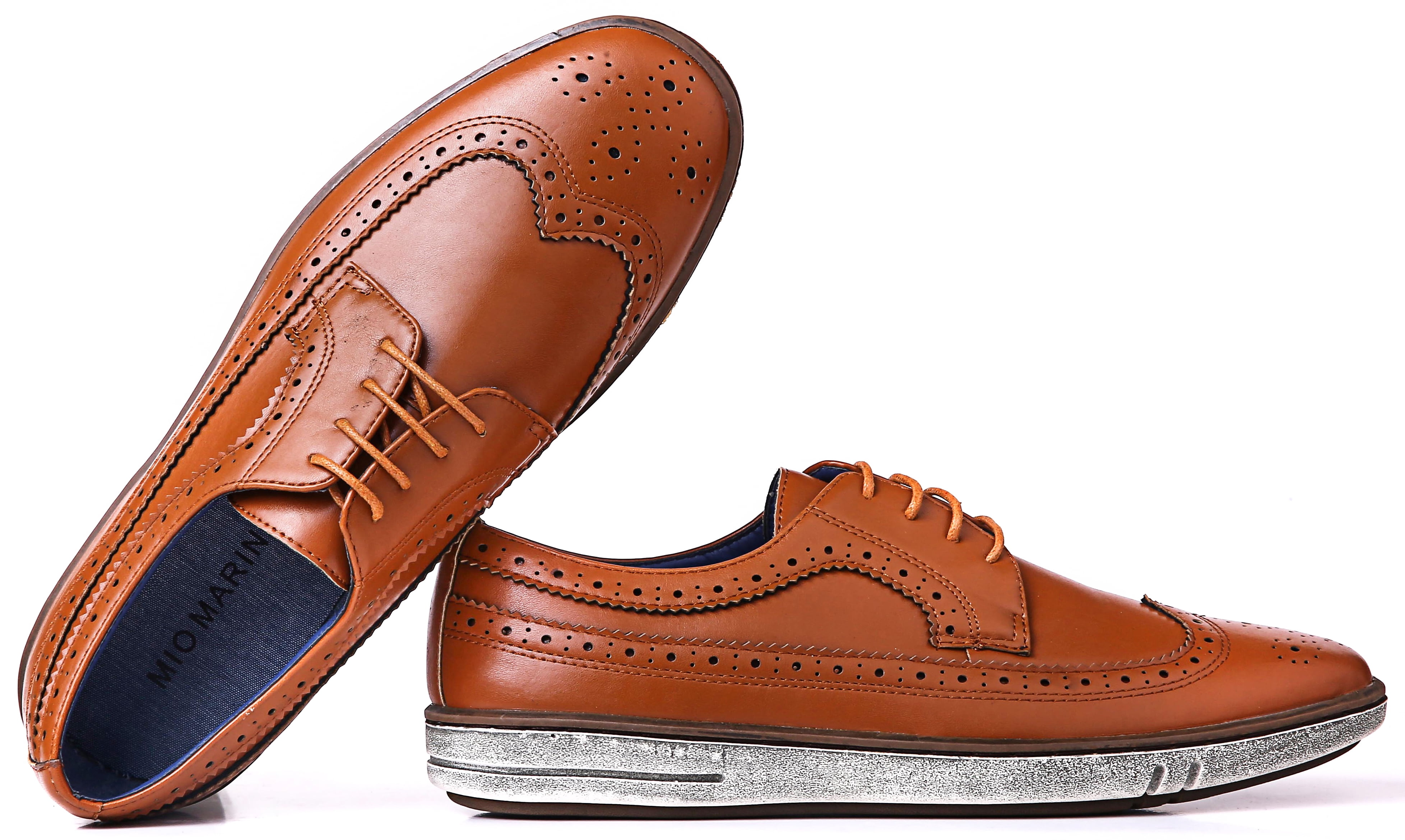 Mio Marino Round Toe Casual Brogue Design Dress Shoes for Men