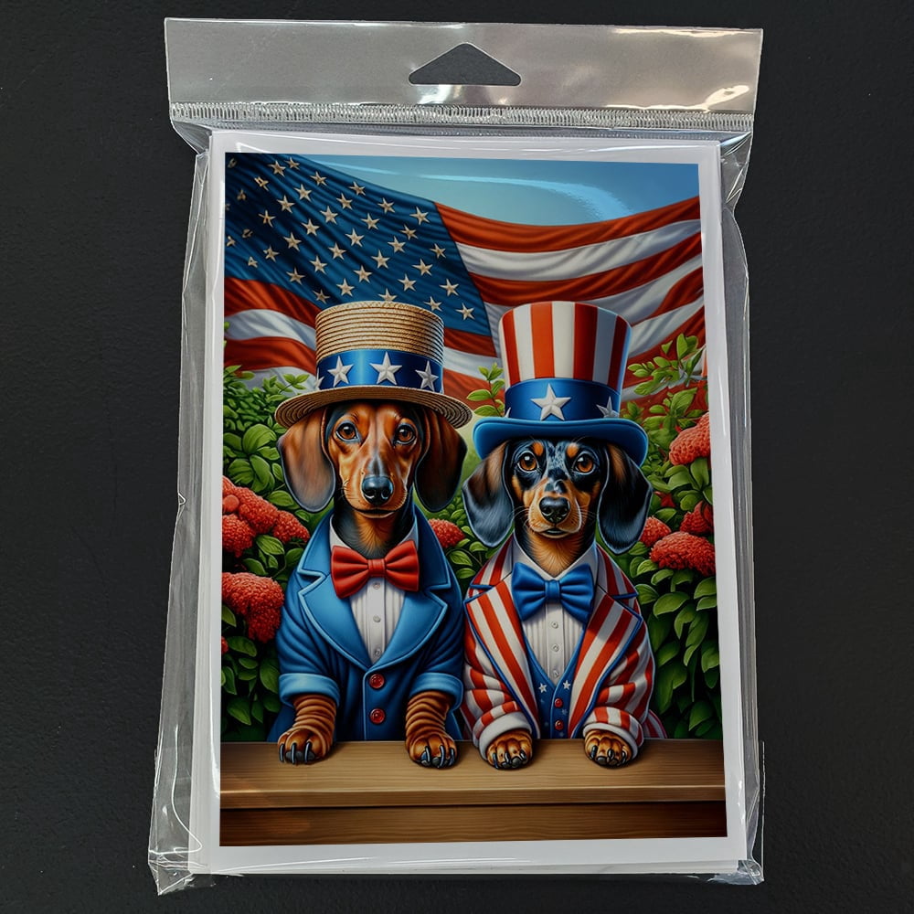 All American Dachshund Greeting Cards Pack of 8 7 in x 5 in