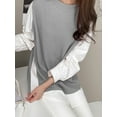 thumbnail image 4 of ZANZEA Women Long Sleeved O-Neck Patchwork Contrast Color Blouse Pullover Tops, 4 of 5