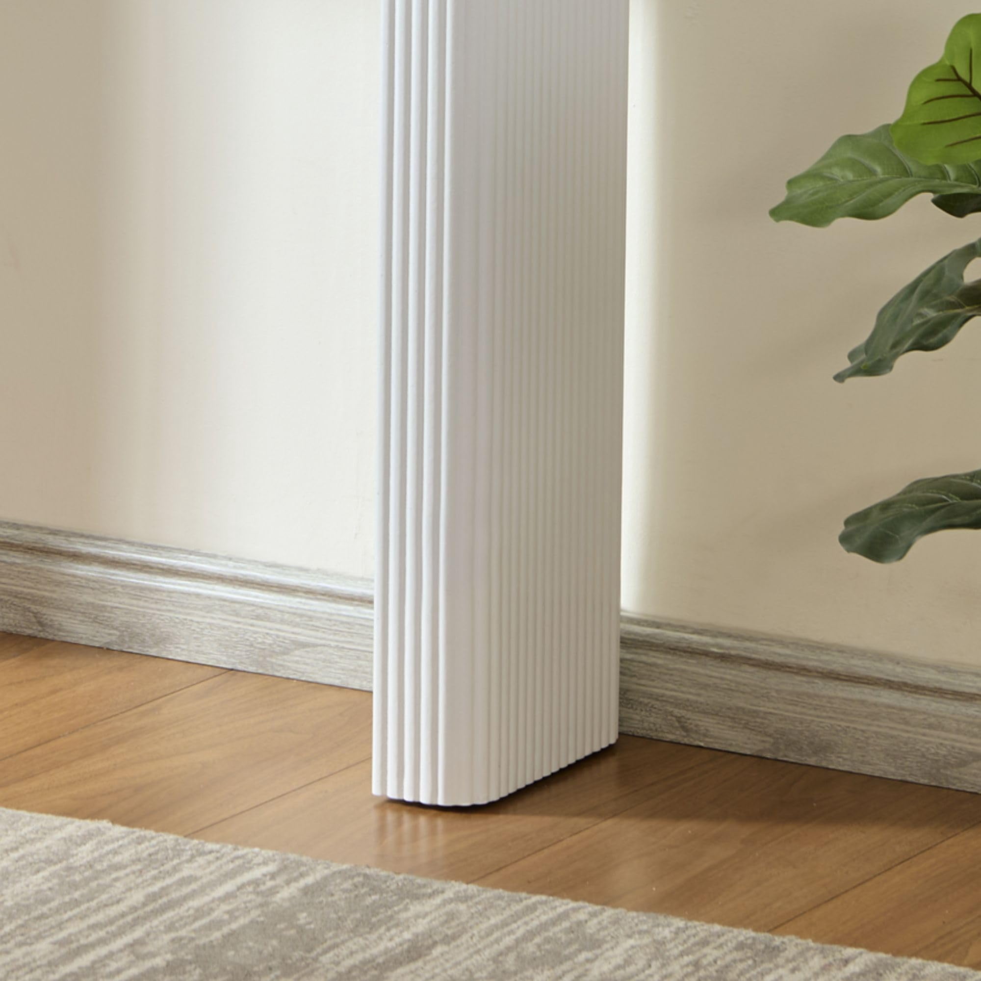 Kings Brand Furniture Varenne Console Table – Contemporary Rectangular Wood Entryway Table with Fluted Architectural Legs, Slim Design for Hallway, Foyer, or Living Room (White)