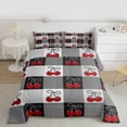 thumbnail image 2 of Homewish Kawaii Bowknot Cherry Full Size Comforter Sets, Cartoon Buffalo Plaid Bedding Comforter Set, Teens Kids Boys Girls Reversible Bedding Sets, Super Cozy Room Decor, 3pcs, 2 of 8