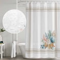 thumbnail image 5 of Coastal Starfish Shower Curtain, Waterproof Shower Curtains for Bathroom, Nautical Shells Coral Eucalyptus Stripes Washable Fabric Bathtub Curtain Set Bath Decor with 12 Hooks Standard 72"x72", 5 of 8