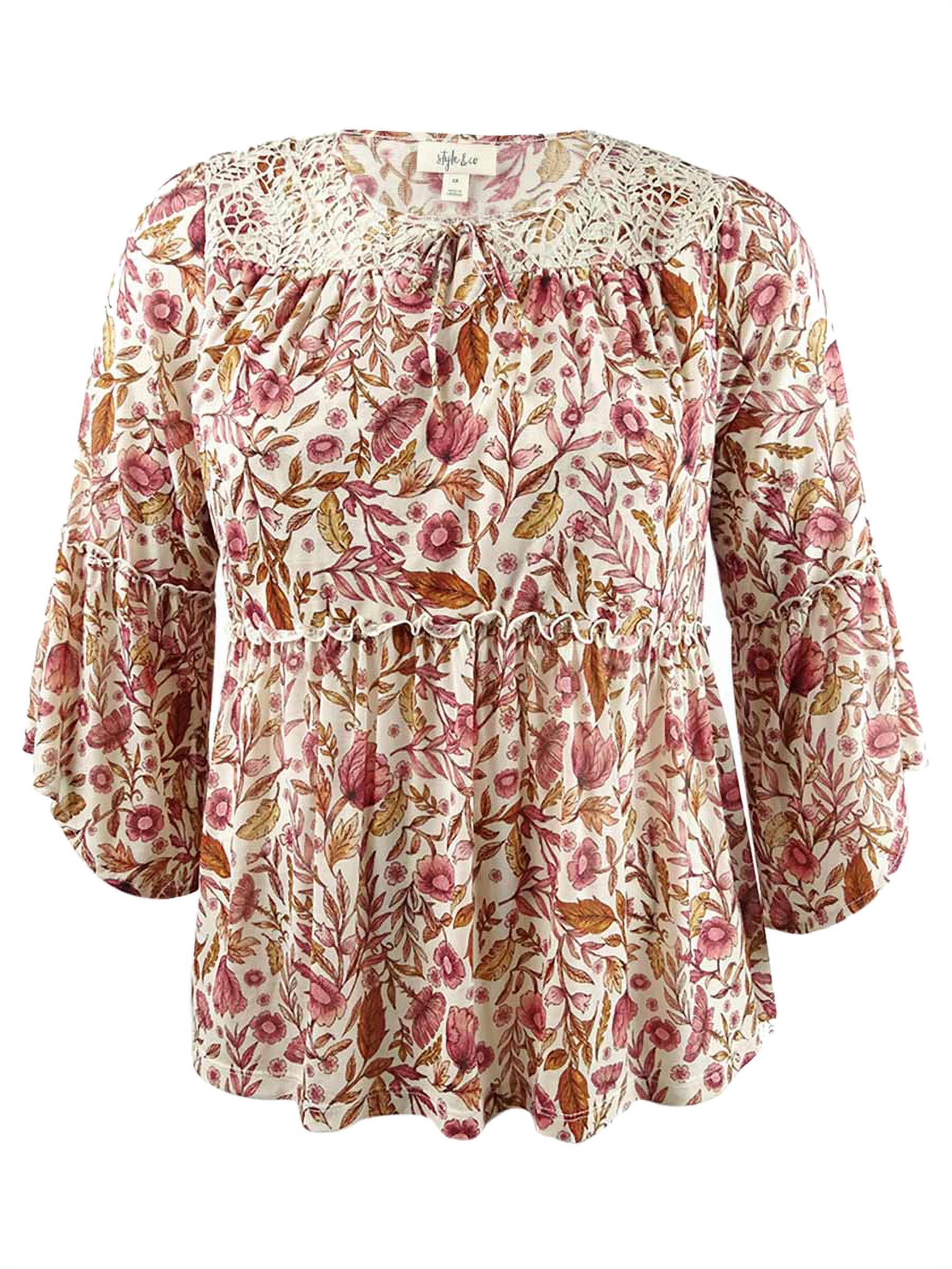 Style & Co Womens Paisley V-Neck Top Blouse Shirt Plus BHFO 4285 Style & Co Womens Paisley V-Neck Top Blouse Shirt Plus BHFO 4285
