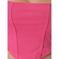 thumbnail image 5 of INSPIRE CHIC Women's Square Neck Short Sleeves Ribbed Knit Curved Hem Basic Casual Tops XS Hot Pink, 5 of 6