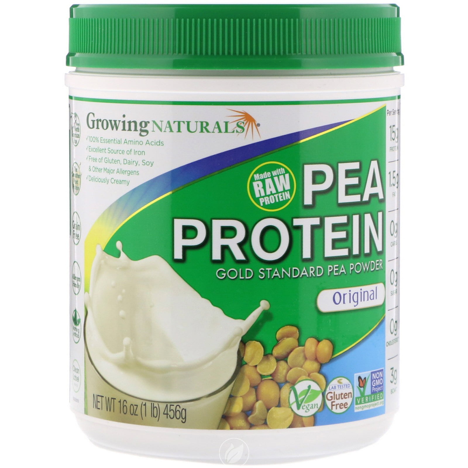 (2 Pack) Growing Naturals Pea Protein Powder Original 1 Lb Walmart