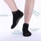 thumbnail image 3 of pares de calcetines de yoga para mujer, talla 5-7, calcetines antideslizantes con empuñaduras, calcetines tobilleros de corte bajo para pilates, deportes, hospital, embarazo, negro Feliz Sencillez, 3 of 5
