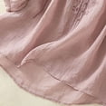 thumbnail image 4 of Camiseta de Trabajo de Manga Corta con Cuello en V Bordada con la Sensación de Lino, Transpirable Poliéster Spandex Top Casual para la Oficina de Verano, 4 of 9