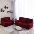 thumbnail image 2 of Unique Bargains 1-Piece Jacquard Textured Stretch Sofa Slipcover, Burgundy, 2 of 8