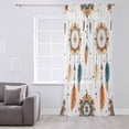 thumbnail image 3 of Boho Geometric Semi Sheer Curtains Drapes for Living Room,Bedroom,French Doors Window 54 Inches Long,Ethnic Feathers Patterns Retro Farmhouse Rod Pocket Chiffon Curtain Drapery Voile Draperies Panel, 3 of 6