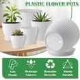 thumbnail image 6 of HXRH Plastic Flower Pots with Saucers & Drainage,6 Pack Plant Pots for Indoor,Modern Resin Planters,for Garden Flowers Succulents,Home Decor,7.5/6.5/5.5/4.9/4.2/3.5 Inch,White, 6 of 7