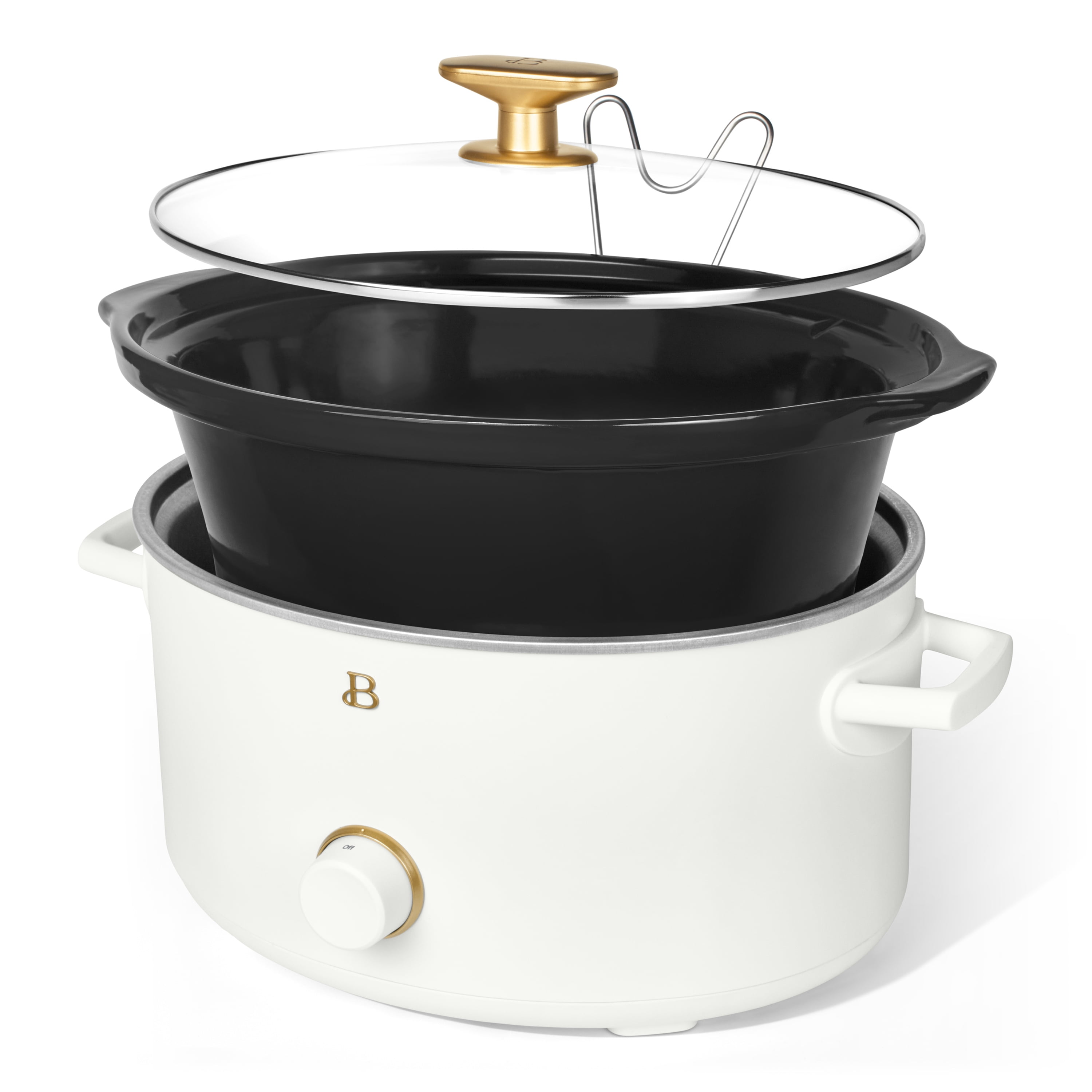 Beautiful 8 Qt Manual Slow Cooker, White Icing by Drew Barrymore