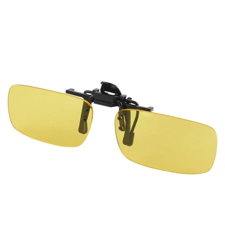 Drivers Rectangle Clear Yellow Lens Rimless Polarized Clip On Night
