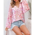 thumbnail image 6 of BTFBM Blouses for Women Dressy Casual Floral Summer Boho Tops V Neck Lightweight Long Sleeve Shirts Spring Clothes, 6 of 7