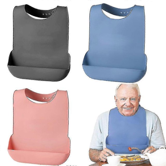 Bavoir Adulte en Silicone Imperméable Protecteur de Vêtements Réutilisable Attrape-Miettes pour Repas