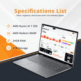 thumbnail image 3 of HP OmniBook X Flip 16" 2K Touchscreen 2-in-1 Laptop, AMD Ryzen AI 7 350, 24GB LPDDR5X, 2TB Storage (1TB SSD+1TB Dock Station), AMD Radeon 860M, Backlit Keyboard, Wi-Fi 6E, Win 11, Meteor Silver, 3 of 10
